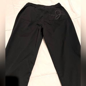 Jaanuu Straight Leg Scrub Pants with Embroidered Back Pocket- black, x-small